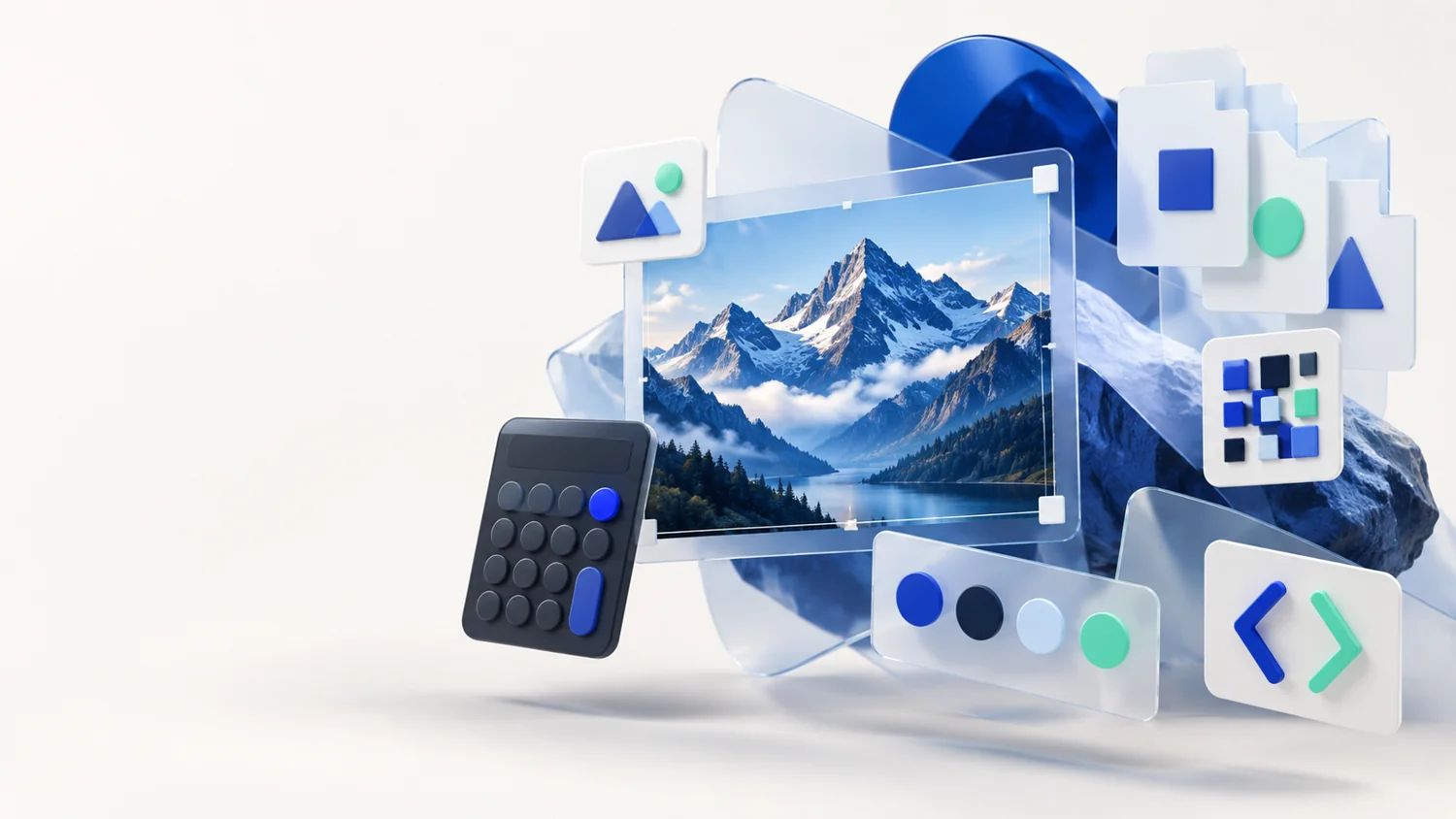Floating image, document, calculator and code tools
