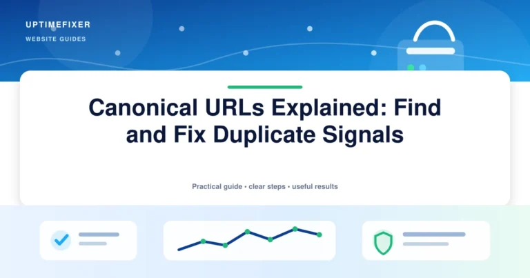 Canonical URLs Explained: Find and Fix Duplicate Signals illustrated UptimeFixer guide