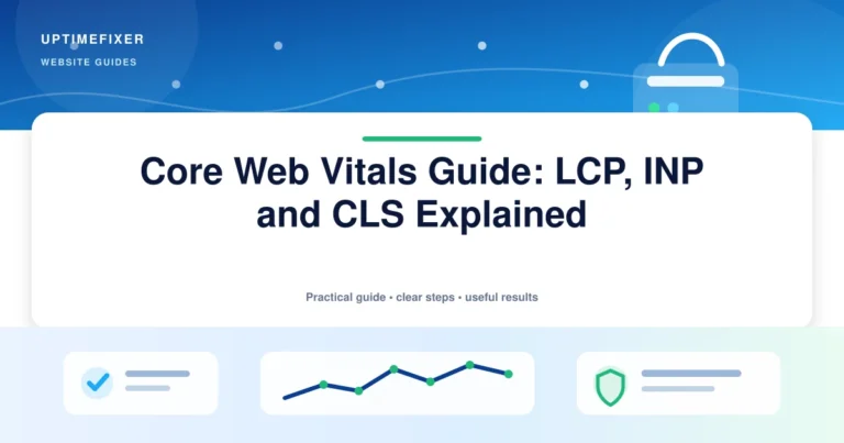 Core Web Vitals Guide: LCP, INP and CLS Explained illustrated UptimeFixer guide
