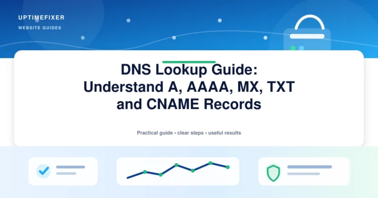 DNS Lookup Guide: Understand A, AAAA, MX, TXT and CNAME Records illustrated UptimeFixer guide